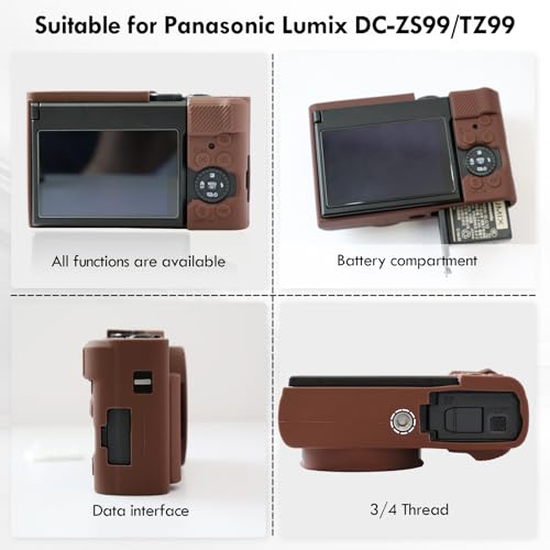 Funda de silicona para cámara Panasonic Lumix DC-ZS99, color coffee miniatura 2