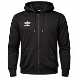 Umbro - Lekka bawełniana bluza z zamkiem błyskawicznym z pełnym zamkiem błyskawicznym, bez kaptura, bluza z kapturem męska z bawełny, sportowa, do domu, siłownia, jogging, wypoczynek, Czarny, L