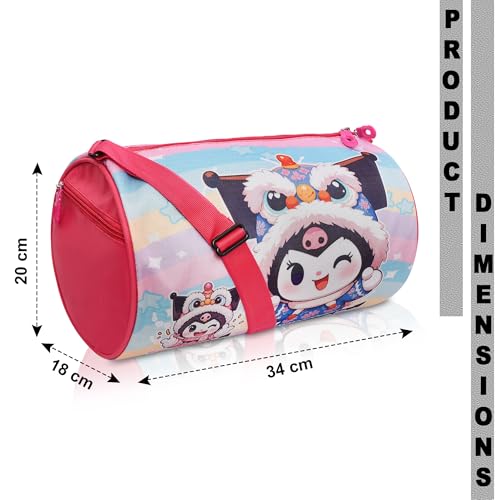 Image of Stylbase Multicolor Polyester Kids Duffle Travel Bag for Travelling Gym, Dance, Swimming, Picnic, Sports, Traveling Bag for Boys & Girls Duffle Bag (Kuromi, 18 /)