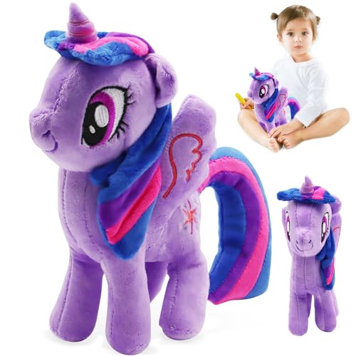Kuscheltier Pferd 20 Cm – Lila Plüschtier Mit Regenbogen-Mähne, Weich & Waschbar