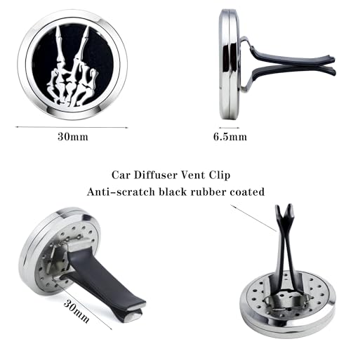 Image of AZNECK Car Diffuser Vent Clips Aromatherapy Essential Oil Car Diffuser Vent Clip Air Freshener 10 Felt Pads Skull Gesture Car Accessories for Women Gifts
