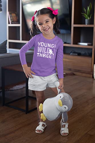 Image of Young Wild and Three Girl 3rd Birthday Outfit Toddler Shirts 3 Year Old Girls Third Party Tshirt