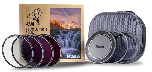 Kase Revolution Plus マスターフィルターキット 磁気耐衝撃強化ガラス、色分けリング付き CPL ND8 ND64 ND1000 レンズキャップ&ケース(72mm)