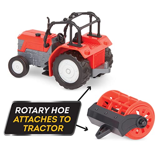 Driven Farm Tractor Toy with Detachable Rotary Hoe & Realistic Engine Sounds - Light-Up Headlights & Interactive Features - Educational Vehicle Toys for 3 Year Old Boys - Batteries Included