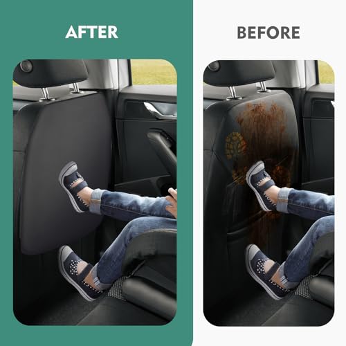 Romon Protection Siege Voiture, 2 Pièce Protections Dossier de Siège Voiture, Organisateur Voiture Enfant, Protections de Sièges Arrière Enfant Impermérable Anti-salissures pour Kind Chien, Noir – vue 7