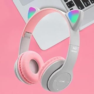 Cat Ears Wireless Stereo Headset P47M - Pink-Gray