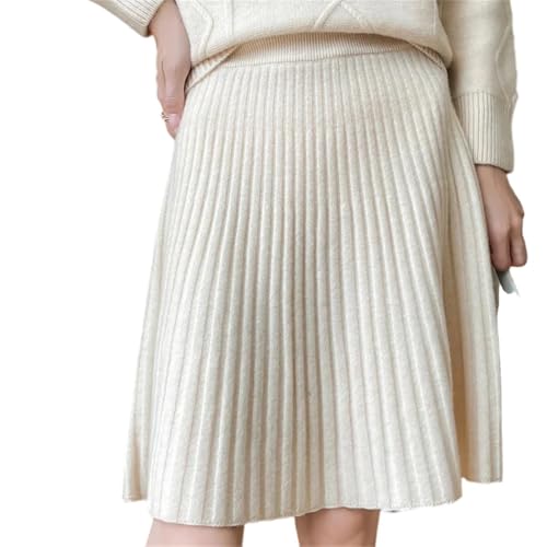 Women Autumn Winter Wool Knit Skirt High Waist A-Line Elastic Slim Drape Warm Skirt