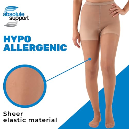 made in usa - sheer compression pantyhose for women 20-30mmhg - graduated support compression tights for varicose veins circulation edema pain relief - beige medium - a207be2
