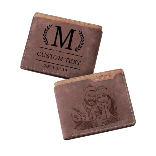 Personalized Custom Photo Wallets for Men Customized Engraved Initial Name/Photo Wallet Gifts for Husband Boyfriend Dad Son Birthday Anniversary Christmas Gifts (Style 2)