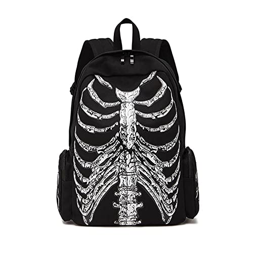 Gothic backpack trend canvas bag skull personality men and women casual backpack Halloween backpack (Backpack style one)