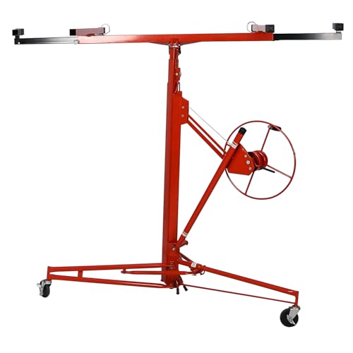 Drywall Lift Panel 11' Lift Drywall Panel Hoist Jack Lifter,Red + Iron