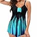 JISUAN Bikini da bagno a due posti, costume da bagno, costume da bagno, costume da bagno sportivo, costume da bagno push, costume da bagno da spiaggia, stampato, fascia da bagno vintage, slim, Blu, L