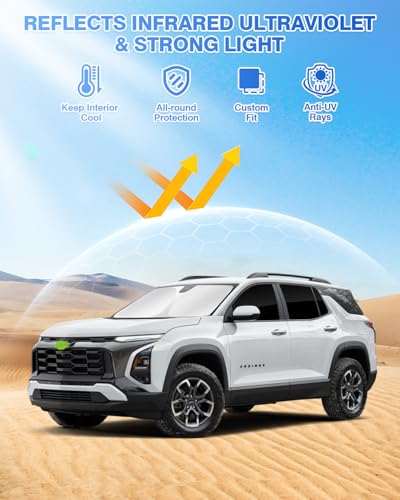Image of Canvcle Sunshades for 2025 2026 Chevrolet /Chevy Equinox Accessories Windshield Sun Shade Side Rear Window Shade Cover Sun Visor Shield Privacy Protection Keep Car Cool Black 8PCS(NOT for Equinox EV)