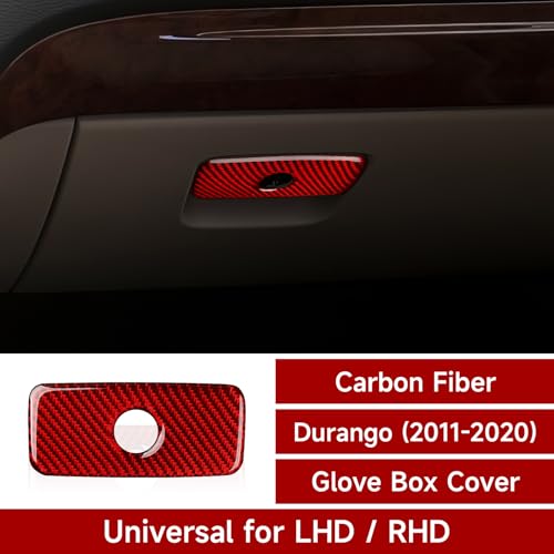 Image of Car Glove Box Cover Trim Decals for 2011-2020 Dodge Durango Accessories Carbon Fiber Interior Stickers, Red