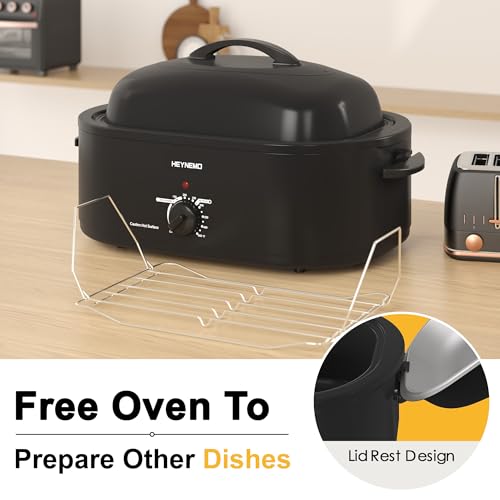 Image of 20 Quart Electric Roaster Oven with Self-basting Lid, Turkey Roaster Oven with Removable Pan and Rack, Black