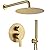 TIPOK Brushed Gold Shower System with 10 Inch Rain Shower Head and Handheld, Gold Shower Faucet Set Has High-Pressure Rain Showerhead and Pressure Balance Golden Brush Brass Valve for Shower Fixtures