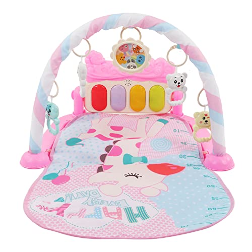 HELEVIA Baby Gym Play Mat, Aprendiendo Patadas de Sonido Sensorial de Sonido Ligero Juega Mat de Piano con Rattles Toy Pink, para Recién Nacido