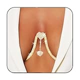 GEMILY Rhinestone Bra Chest Chain Body Jewelry for Women (Gold)