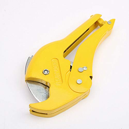 Plastic Pipe Cutter 42mm PVC Pipe Cutters Heavy Duty Pipe Shear Plumbing Tools for Cutting O.D. PEX, PVC, and PPR Plastic Hoses (Yellow, SA-5501)