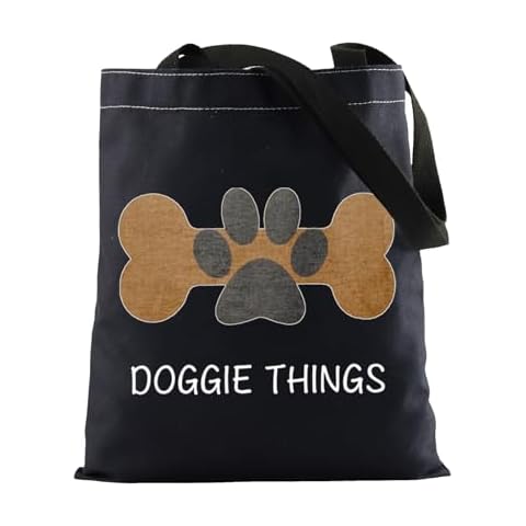 FOTAP Dog Lover Shopping Bag Dog Owner Tote Bag Doggie Things Tote Bag Dog Toys Tote Bag Dog Park Shopping Bag Doggie Gift (DOGGIE THING blk) Cover