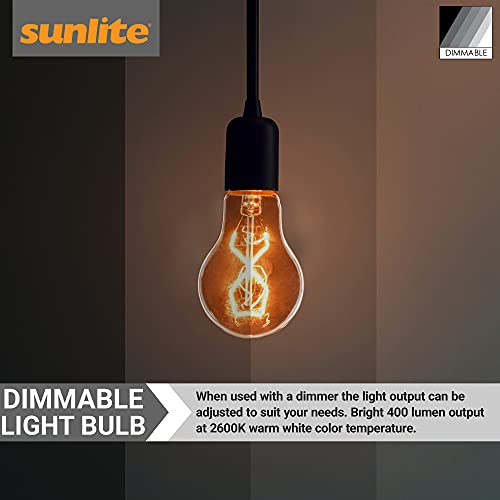 Sunlite 40216 Victorian Vintage Incandescent A19 Spiral Filament Light Bulb, 60 Watts, 120 Volts, Medium E26 Base, Dimmable, 2600K Warm White, 12 Pack #TOP28