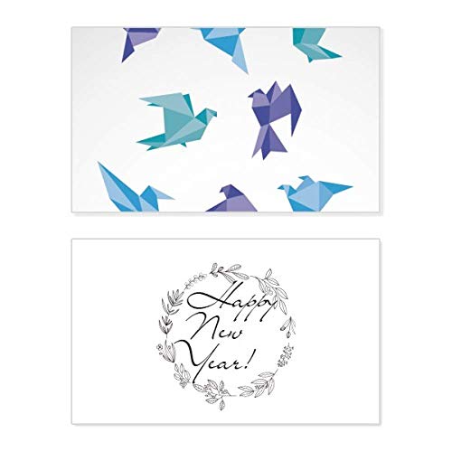 Tarjeta de origami con diseño abstracto de paloma y dedicatoria conmemorativa de Año Nuevo