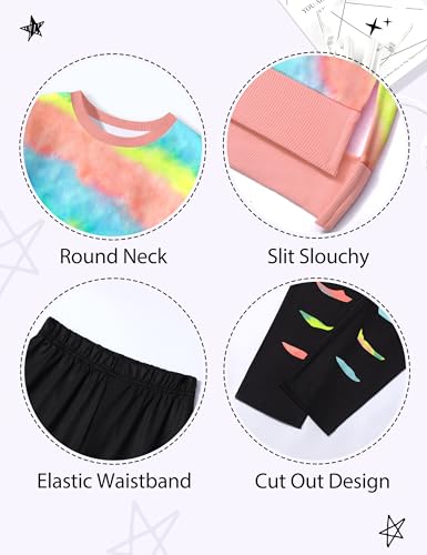 Image of Girls Clothes, Girls Outfits Tie Dye Sweatshirt Tops and Leggings Sweatpants 2 Piece Fall Winter Clothes Set 6-16T