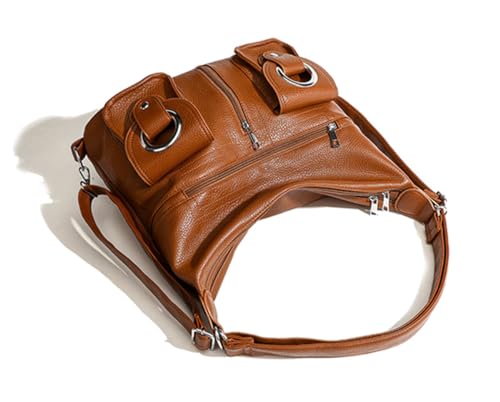 Image of Women's 3-in-1 Convertible Handbag - PU Leather Crossbody Bag, Shoulder Sling & Backpack Purse with Multiple Pockets, Large Capacity Travel & Everyday Fashion Bag (Brown)