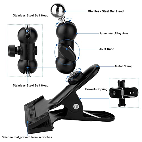 Mippko Clip Clamp Phone Holder For Desk/Table/Glass Door/Desktop Baffle/Easel,Compatible With Iphone/Samsung Galaxy/Nexus/Htc/Lg/Huawei/Smart Phones,360°Adjustment Aluminium Alloy Arm Metal Mount #TOP2