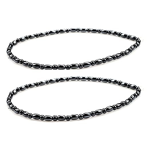 PURPLE WHALE Magnetic Hematite Anklet Bracelet for Women Healing Therapy, Good for Relieving Joint Pain, Increases Energy- 2 Pieces
