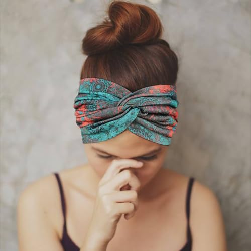 Image of DRESHOW 4 Pack Turban Headbands for Women Wide Vintage Head Wraps Knotted Cute Hair Band Accessories