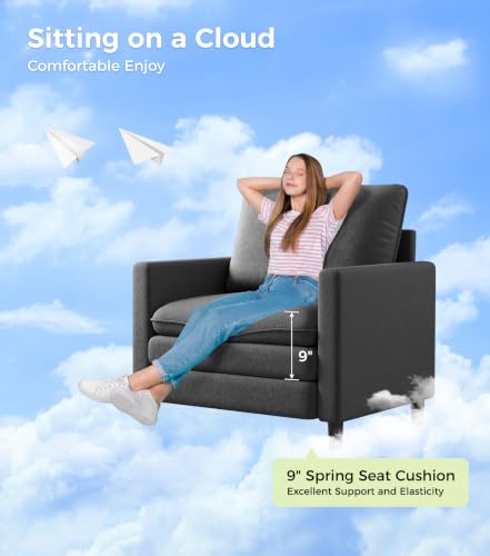 Image of Welzona 3-Layers Cloud Accent Chair, 33 inch Reading Chair, Teddy Arm Chairs