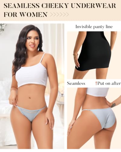 Image of LEVAO Cotton Underwear for Women, Lace Cut Out String Bikini Panties S-3XL | 95% cotton, Sexy string bikini underwear for leggings, jeans, dresses and daily wear comfort
