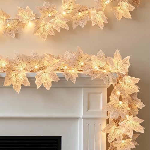 3PCS Fall Maple Leaf Garland Lights 18FT 60LED Thanksgiving Decor - image 1