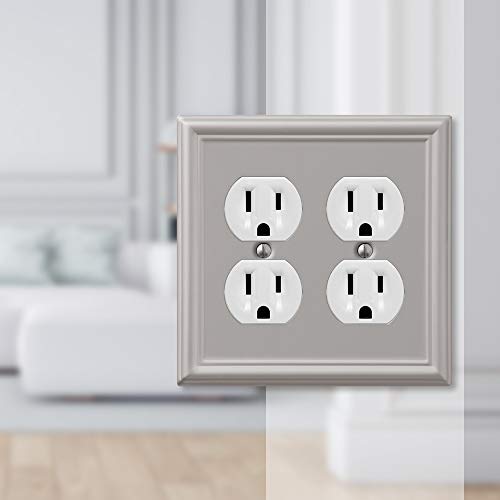 Image of Amerelle 149DDBN Chelsea Steel Double Duplex Wallplate, Brushed Nickel