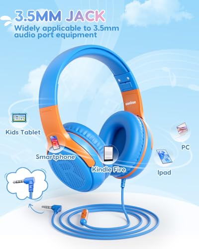 image for awatrue Kids Headphones Wired Toddler Headphones with Microphone, Over