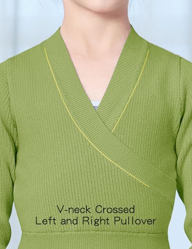Image of Dance Sweater for Girls Long Sleeve V-Neck Top Sweater for Ballet /Gymnastics /Sports
