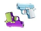 Fidget Toy Gun for ADHD & Anxiety, Mini Stress Relief Fidget Pistols for Kids & Adults, 2-Pack Realistic Fake Gun Fidget Toys, Quiet 1911 3D Printed Slider Gun Gift (Blue&Purple)