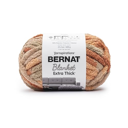 Image of Bernat Blanket Extra Thick Clay Carmel Yarn - 1 Pack of 21.12oz /598.74g - 100% Polyester - #7 Jumbo - 72 Yards - Chunky Yarn for Hand Knitting, Crocheting, Crafts & Amigurumi