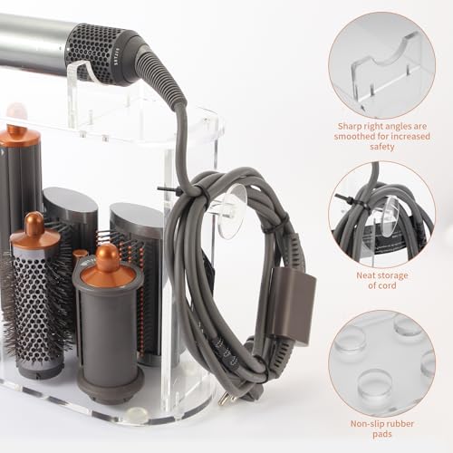 GENCAM Uchwyt do przechowywania na biurko kompatybilny z Dyson Airwrap/Airwrap Origin/Airwrap i.d, 7-otworowy akrylowy organizer kompatybilny z Dyson Airwrap Multi-Styler do domowej łazienki i salonu