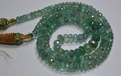 Perles émeraude naturelle rondelle facettée 4x7mm fil de 45cm pour création de bijoux uniques