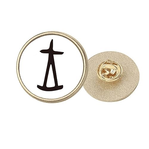 Broche caractère chinois Wang doré rond taille M le cadeau idéal avec nom de famille