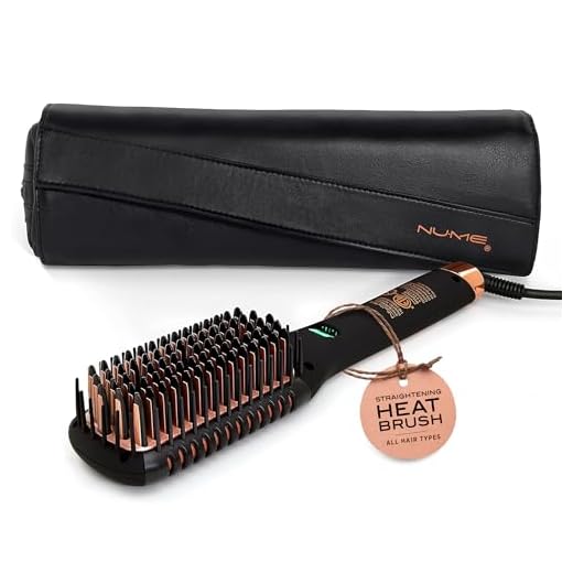 NuMe Ionic Straightening Brush with Tourmaline Ceramic Bristles & Edges - Negative Ion Conditioning Technology for Smooth, frizz Free and Healthy Hair- Dual Voltage