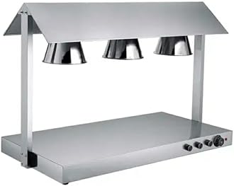Shoppers Hub PNQ 865W Electric SS Triple Headed Food Lamp Warmer with Top and Bottom Heating for Ideal Heavy Duty Use in Commercial Culinary Places. (Colour: Silver)
