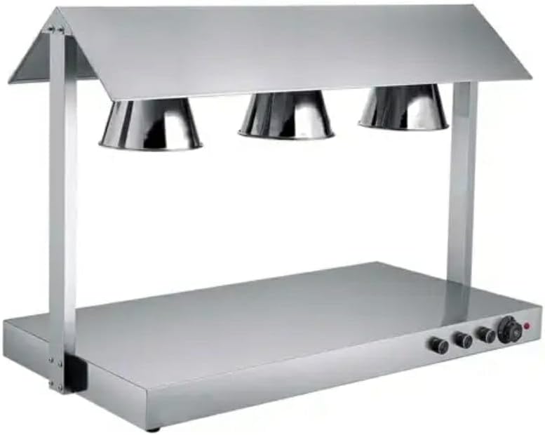 Shoppers Hub PNQ 865W Electric SS Triple Headed Food Lamp Warmer with Top and Bottom Heating for Ideal Heavy Duty Use in Commercial Culinary Places. (Colour: Silver)