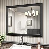 Amorho Bathroom Mirror Black, 40X36 Inch Thick Metal Framed Wall Mirrors for Vanity, Bedroom, Living Room, Entryway, Rectangle Wall-Mounted Mirrors(Horizontal/Vertical).
