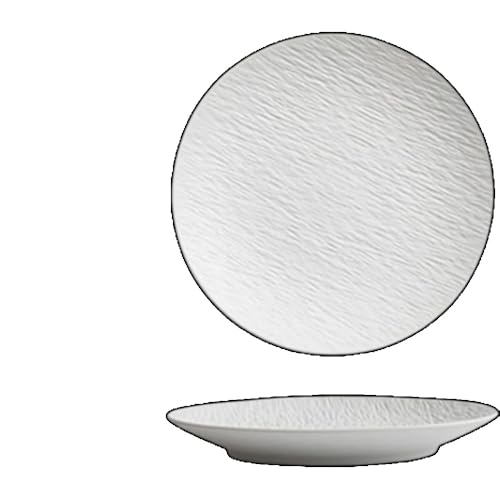 KQQKミドルディッシュ黒かわいい盛り皿皿食器円形白い食器料理和食器洋食皿皿皿ステーキ皿カフェスタイルシンプルな電子レンジ使用可能な食器洗い機洗浄スタイリッシュでかわいいセラミックカレーパスタ (12インチホワイト)