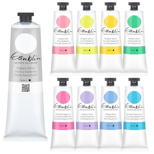 Gamblin Professional Oil Paint Set - 9 Radiant Colors, 37ml
