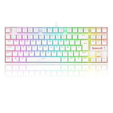 Redragon, Teclado Mecânico Gamer Kumara RGB (Switch Outemu Blue) - Branco