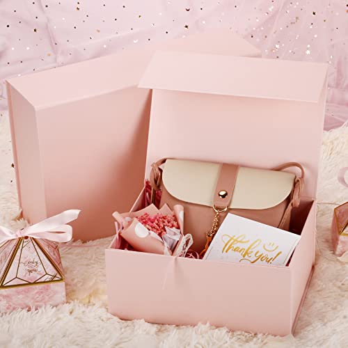 Moyeupac Gift Box 9" X 7" X 4" With Magnetic Closure Lid For Gift Packaging, Gift Box For Father's Day, Mother's Day, Presents Christmas And Various Holidays (Pink) #TOP4